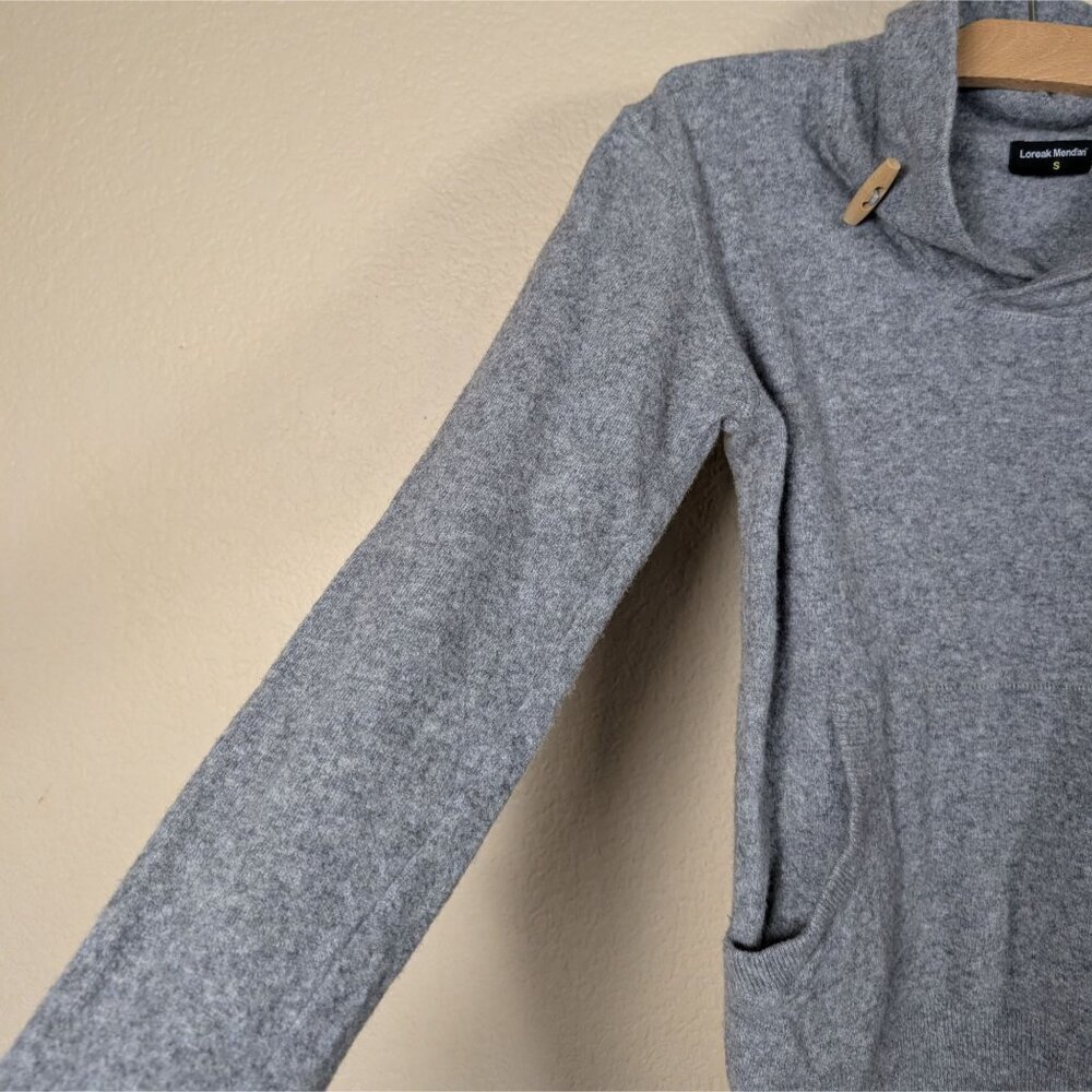 LOREAK MENDIAN Wool Sweatshirt Men's S Shawl Neck Kangaroo Pocket Winter Hiking - Picture 8 of 9